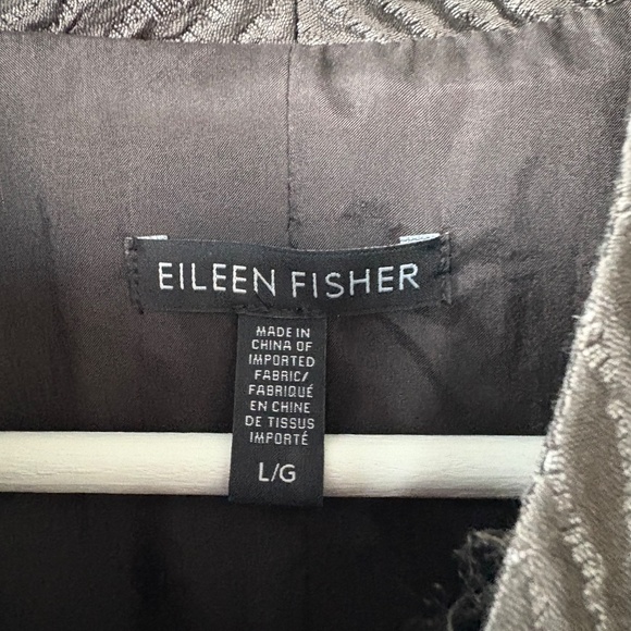 Eileen Fisher Silver Textured Silk open Front Duster-style Jacket Sz. L - Picture 3 of 7